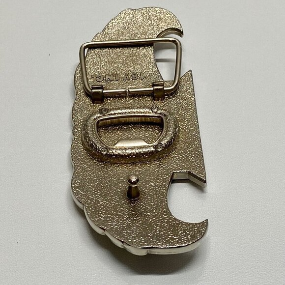 Cadillac 187 INC. Belt Buckle Bottle Opener Tool 5” Chrome Black Winged Logo Vtg - Picture 9 of 14